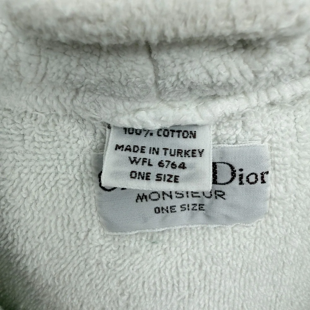 Vintage Christian Dior Monsieur Robe OS Terry Cloth Hooded Quiet Luxury Logo Spa